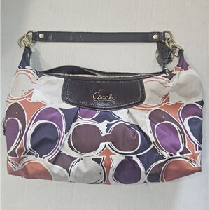 Coach F20063 Ashley Hand Drawn Scarf Print CV Hobo Shoulder Bag Multicolor